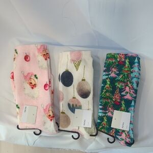 Super Soft Christmas Women's Socks Set - Pink, White, Green One Size Brand New